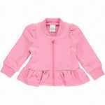 Pink Sweat Peplum Zip Jacket